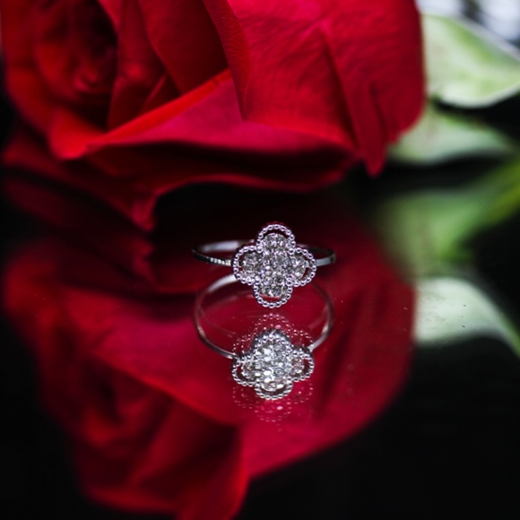 925 Gold Dipped Pave CZ White Topaz Statement Ring - Picture 2 of 8